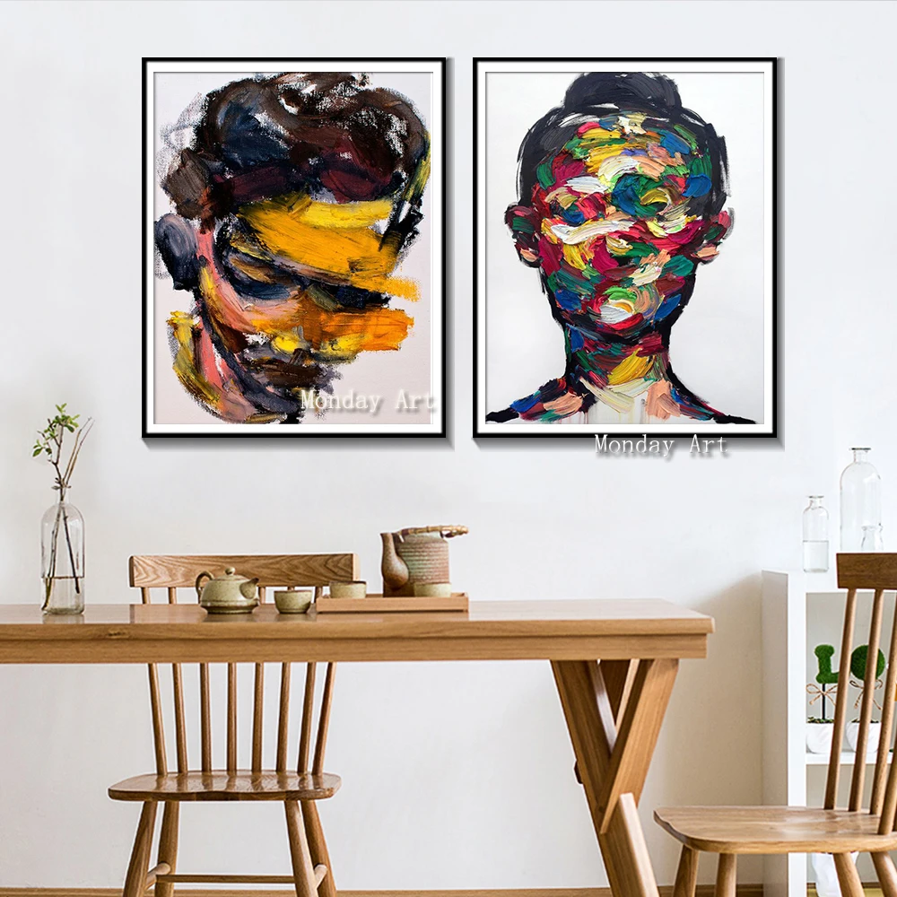 Hand painted faceless Nordic Style Portrait Oil Painting Colorful abstract portrait paintings Wall Art painting Home Decoration