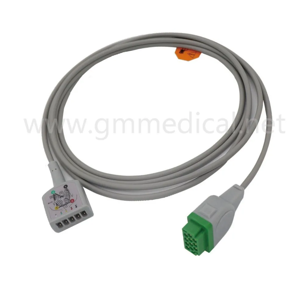 

Compatible With GE 5-Lead ECG Trunk Cable For Patient Monitor 12ft 11Pin IEC Without Resistance.