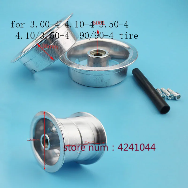 4 inch aluminum alloy wheel hub rims use 3.00-4 3.50-4 4.10-4 4.10/3.50-4 90/90-4 tire for gas Electric scooter mini motorcycle