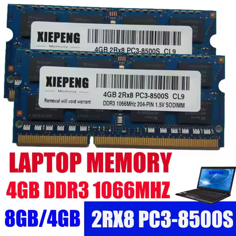 Laptop Memory 4GB 2Rx8 PC3-8500S RAM DDR3 8G1066 MHzpc3 8500 for MacBook Pro MB990 MC207 MC374 MB471 MC516CH/A MC516ZP/A MC024ZP