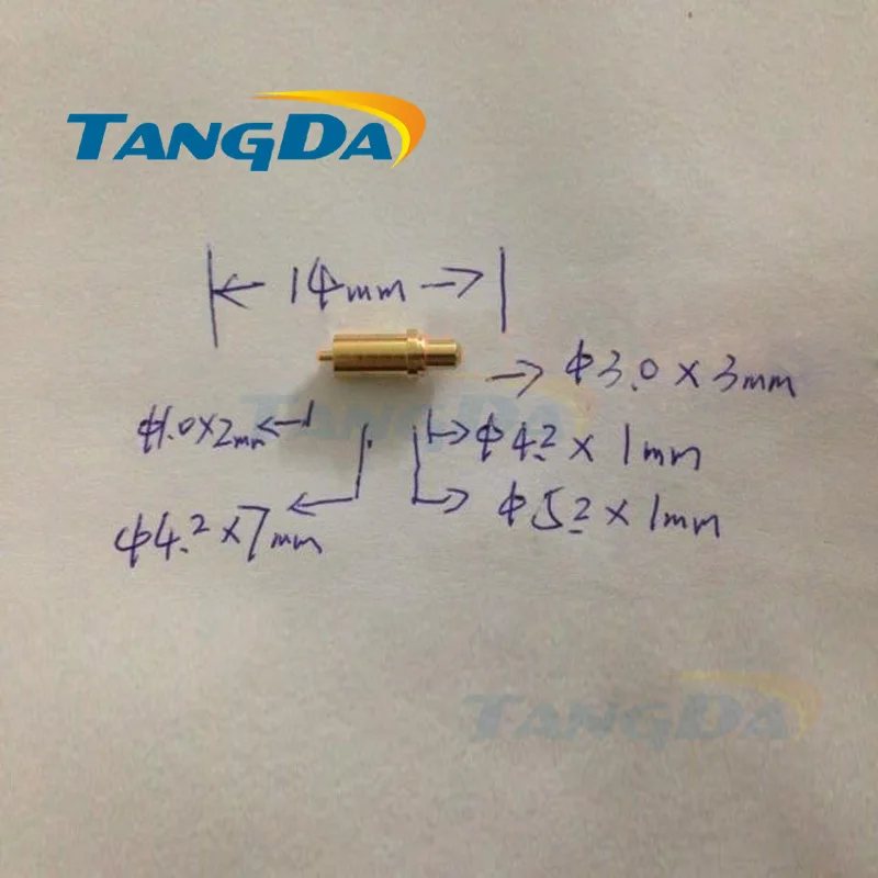 

Tangda pogo pin connector 5.2*14 mm Current pin Battery pin Test thimble probe With tail Gold-plated