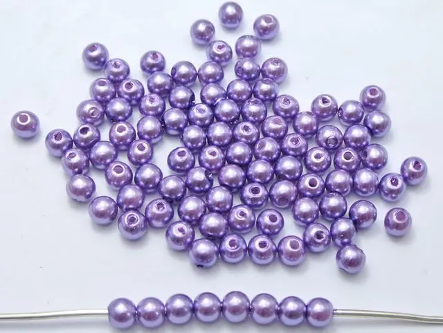 500 Pcs 6mm Plastic Faux Pearl Round Beads Lilac Purple Imitation Pearl