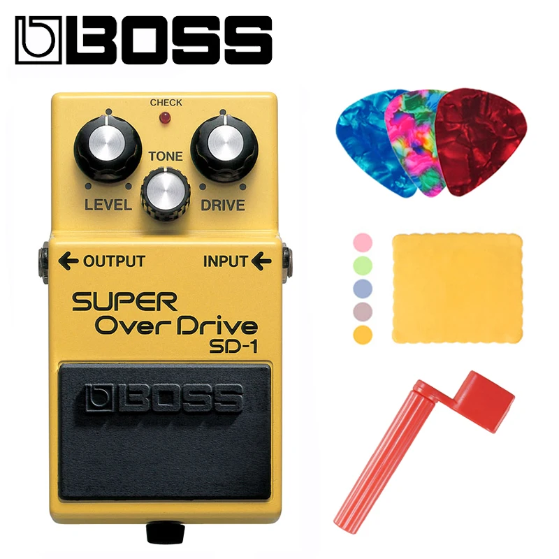 Boss Audio SD-1 Super Overdrive Pedal Guitar Effect with Picks, Polishing Cloth and Strings Winder