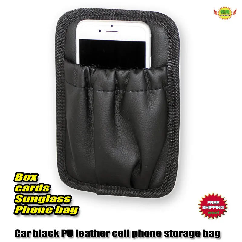 PU Leather Seat Side Storage Bag auto accessories Universal Organiser Phone Pen Key Car styling Door Stick Paste Pockets Holder