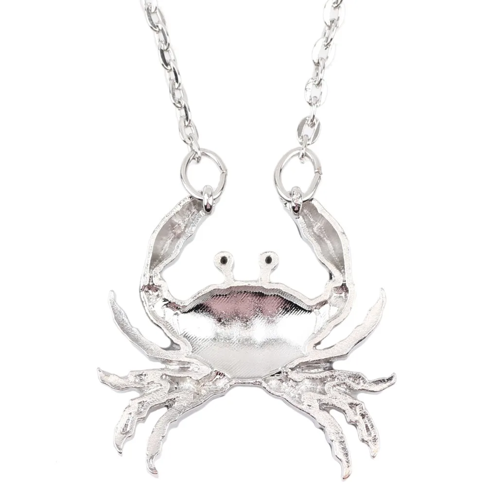 Bonsny Enamel Alloy Cartoon Crab Necklace Chain Choker Pendant Ocean Sea Animal Jewelry For Women Girls Teens Drop Shipping Gift