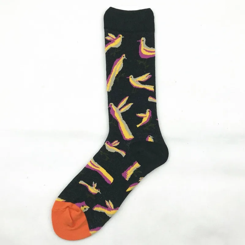 Cartoon Animals Penguin Octopus Shark Plant Cactus Colorful Happy Cool hip hop Skate short Socks Funny Cotton Men Dress Socks