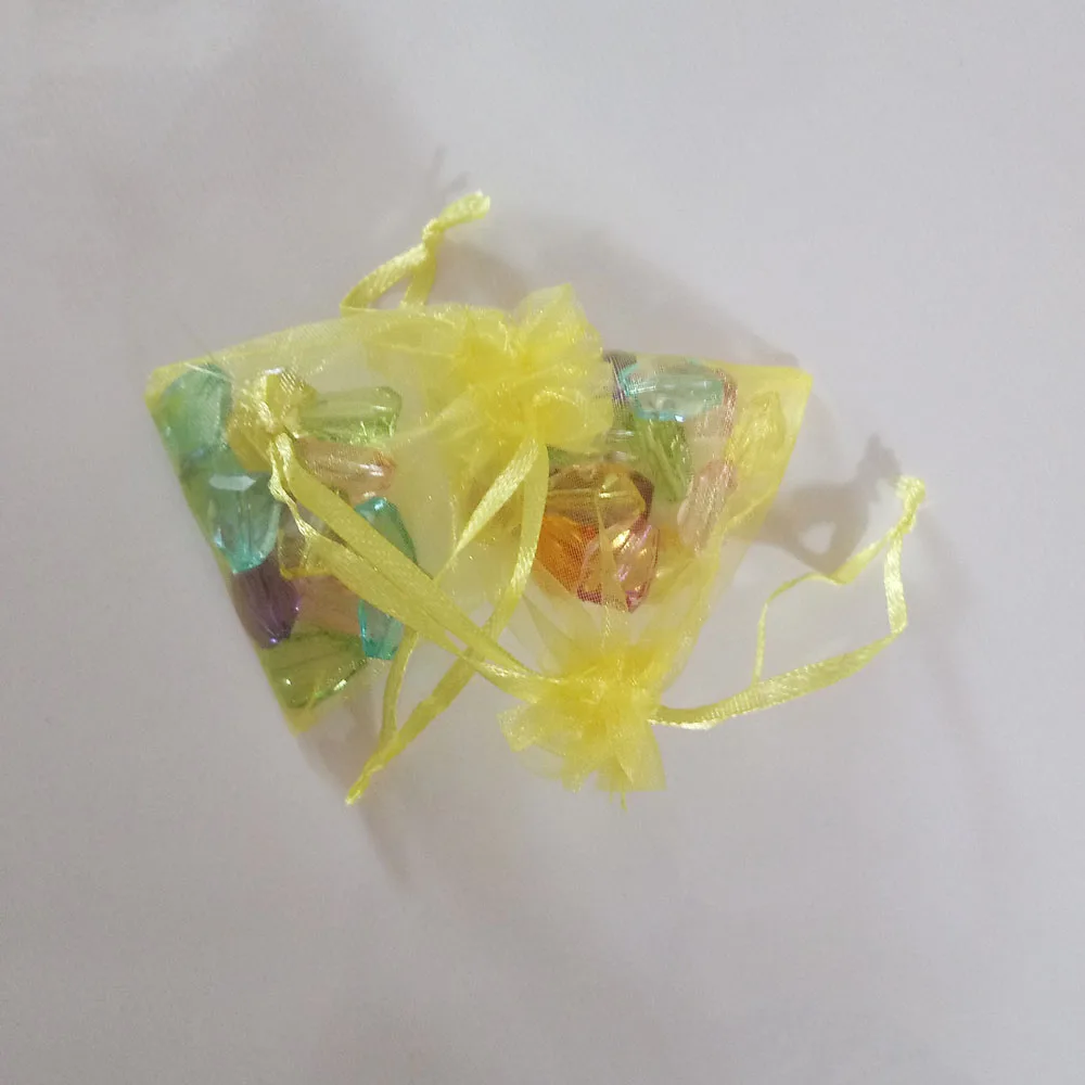 Yellow Organza Bag 100pcs Jewelry Packaging Display Jewelry Pouch Gift Bags Wedding Drawstring Bag Woman Gift Storage Bags