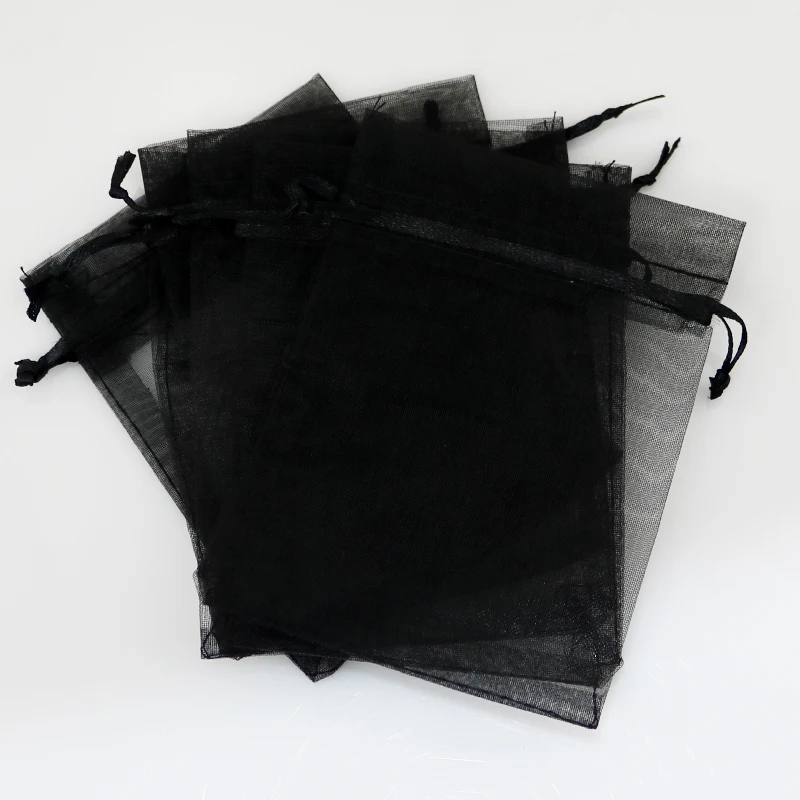 Free Shipping 50pcs Black Organza Bags 30x40cm Large Drawstring Gift Bag Party Favor Jewelry Cosmetics Boutique Packaging Bag