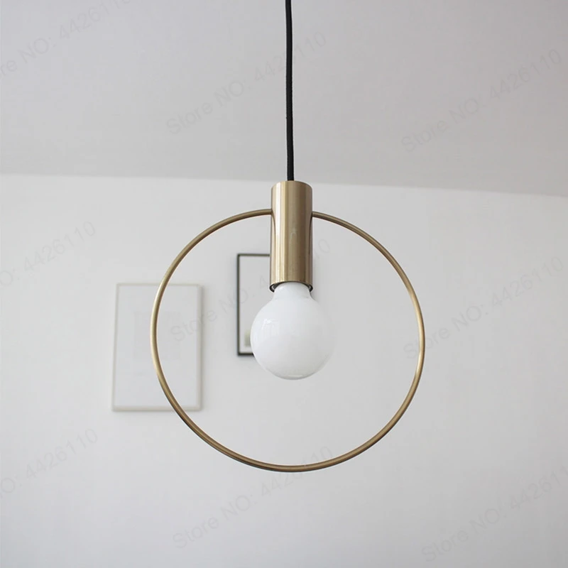 BLUBBLE Vintage Antique Golden Circle Pendant Lights Originality Plated Vacuum Modern Led lamp Bar Counter Hanglamp Simple image 4