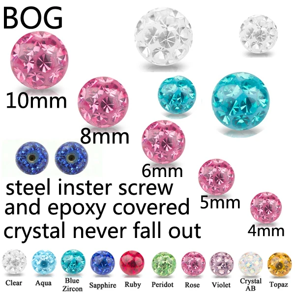 

Externally Body Jewelry Piercing Replacement Ball- Multi Crystal Ferido Epoxy covered Ball For 16g&14g Horseshoe Belly Barbell