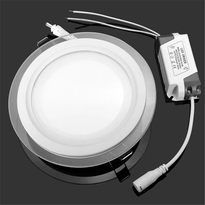 

DHL Free Shipping for 10pcs 12W Natural White 4000K Round Glass LED Panel Light AC85-265V Driver Included