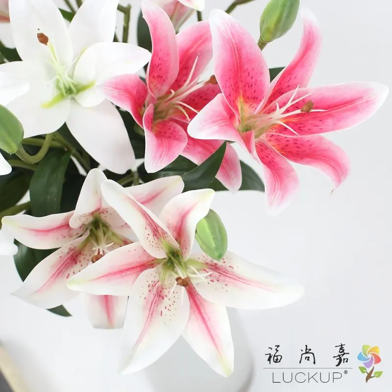 1 PCS 2 Flower heads Beautiful Real Touch Artificial Lily Flowers Home Wedding Decoration 8 Colors Available F527