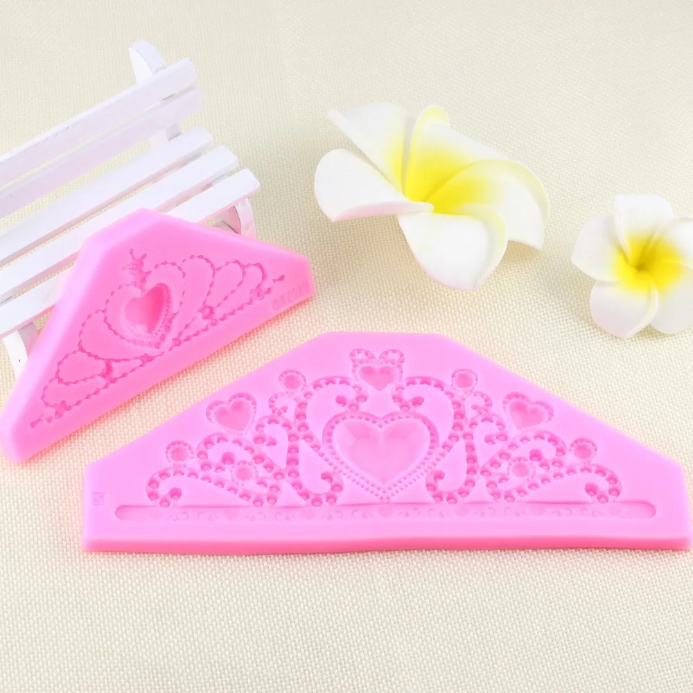 Mujiang Queen Crown Silicone Cake Molds Tiara Fondant Cake Decorating Tools Gumpaste Chocolate Mold Kitchen Baking Moulds CT854