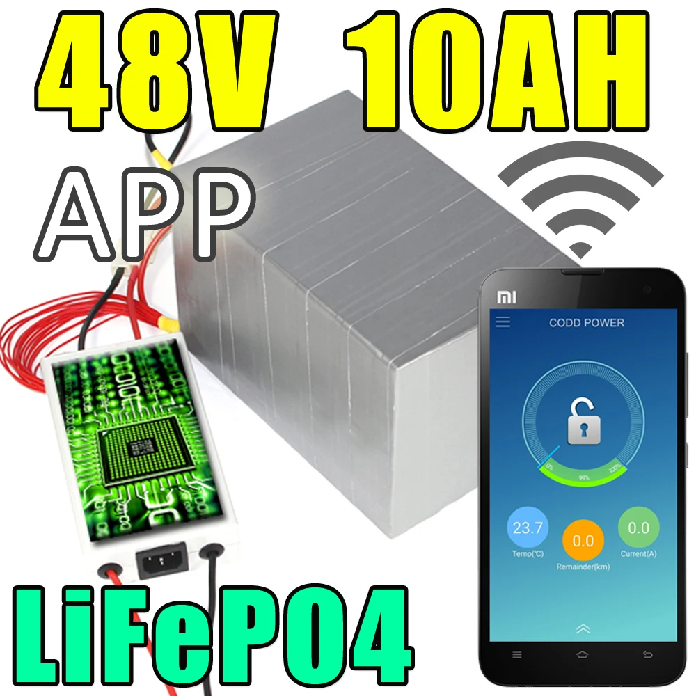 48v 10ah lifepo4 battery app remote control Bluetooth Solar energy electric bicycle battery pack scooter ebike 500w