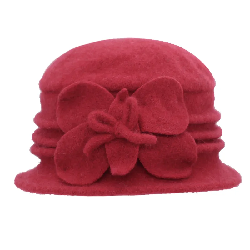 YOUBOME Women Fedoras 100% Wool Dome Autumn Winter Hats For Women Floral Casual Warm Lady Floppy Solid Soft Girl Female Fedoras