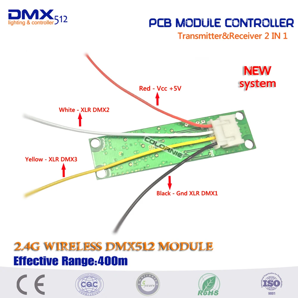 2.4Ghz Wireless DMX512 Transmitter PCB Module Board with Antenna LED Controller Wifi Receiver