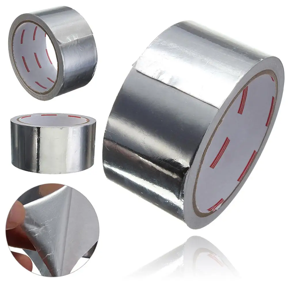 1 rollo de cinta adhesiva de papel de aluminio, cinta de sellado resistente a altas temperaturas, cinta adhesiva de reparación de tuberías resistente al calor, 5CM * 17M