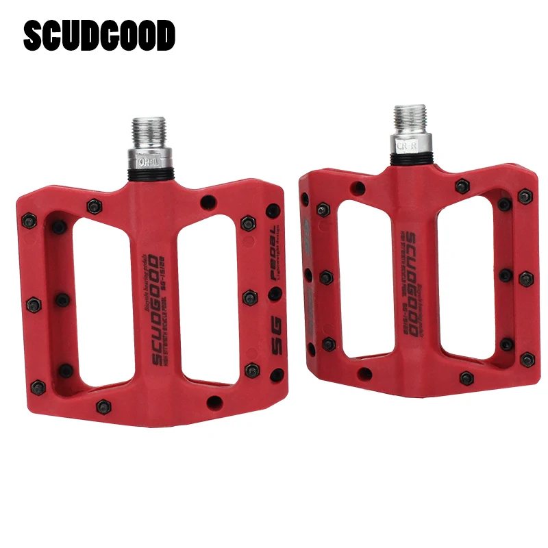 SCUDGOOD Bicycle Pedals Nylon Fiber Ultra-light Mountain Bike Pedal 4 Colors Big Foot Road Bike Bearing Pedals Cycling Parts