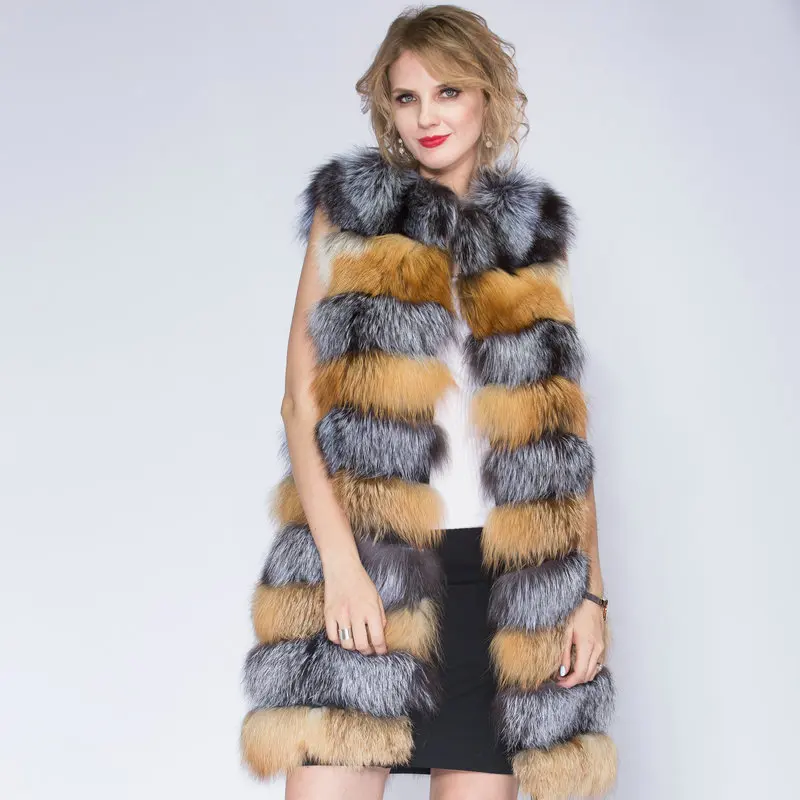 100% Real Fur Vest luxury Women Winter Fashion Style Natural Fur Vest Lady Whole Fox Fur Vests Top Quality Real Fur Coat Vest