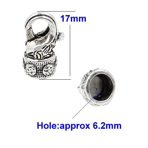 Onebeading Antique Silver Lobster Clasp Necklace Bracelet Hook Fings For Pendant Length:28mm Hole:approx 6mm 5 Sets K05061