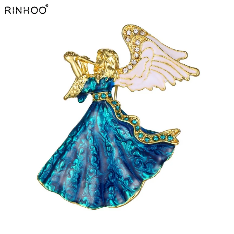 Music Angel Fairy Brooches Crystal Sterling Metal Brooch Pins For Women Girl Dress Clothing Jewelry Accessories For Best Gift