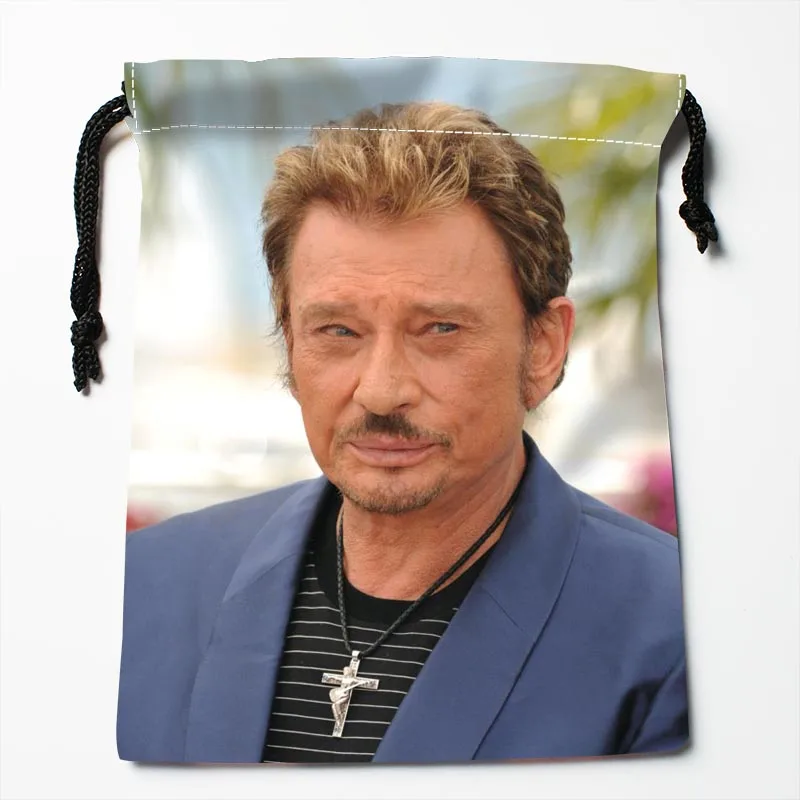 New Arrival Johnny Hallyday  Drawstring Bags Custom Storage Printed Receive Bag Type Bags  Storage Bags Size 18X22cm