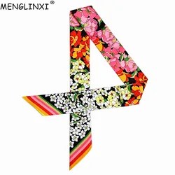 New Skinny Scarf Floral Printing Silk Scarf For Women Luxury Brand Foulard Fashion Belt For Ladies Bag Scarf Head Scarves