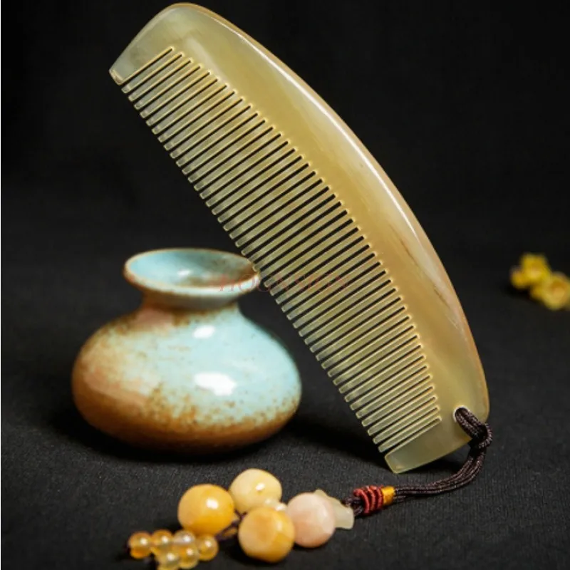 Genuine Pure Horn Comb Massage Wooden Combs Hair Female Natural Head Meridian Loss Household Lettering For Elder Gift Hot Sale