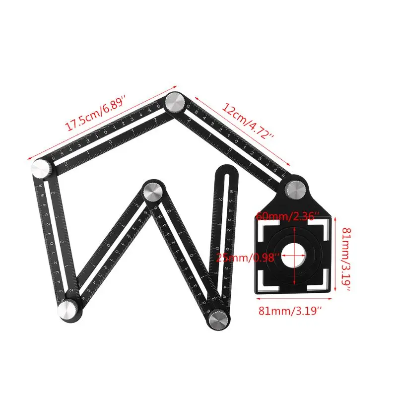 6 righello pieghevole posizionamento del foro delle piastrelle righelli angolari Multi modello con guida trapano per carpenteria perforatrice #715