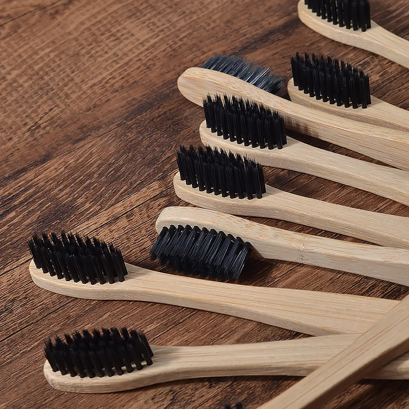 10Pcs Bamboo Toothbrush Eco Friendly Wooden Tooth Brush BPA Free Soft Bristle Tip Charcoal Adults Oral Care Toothbrushes