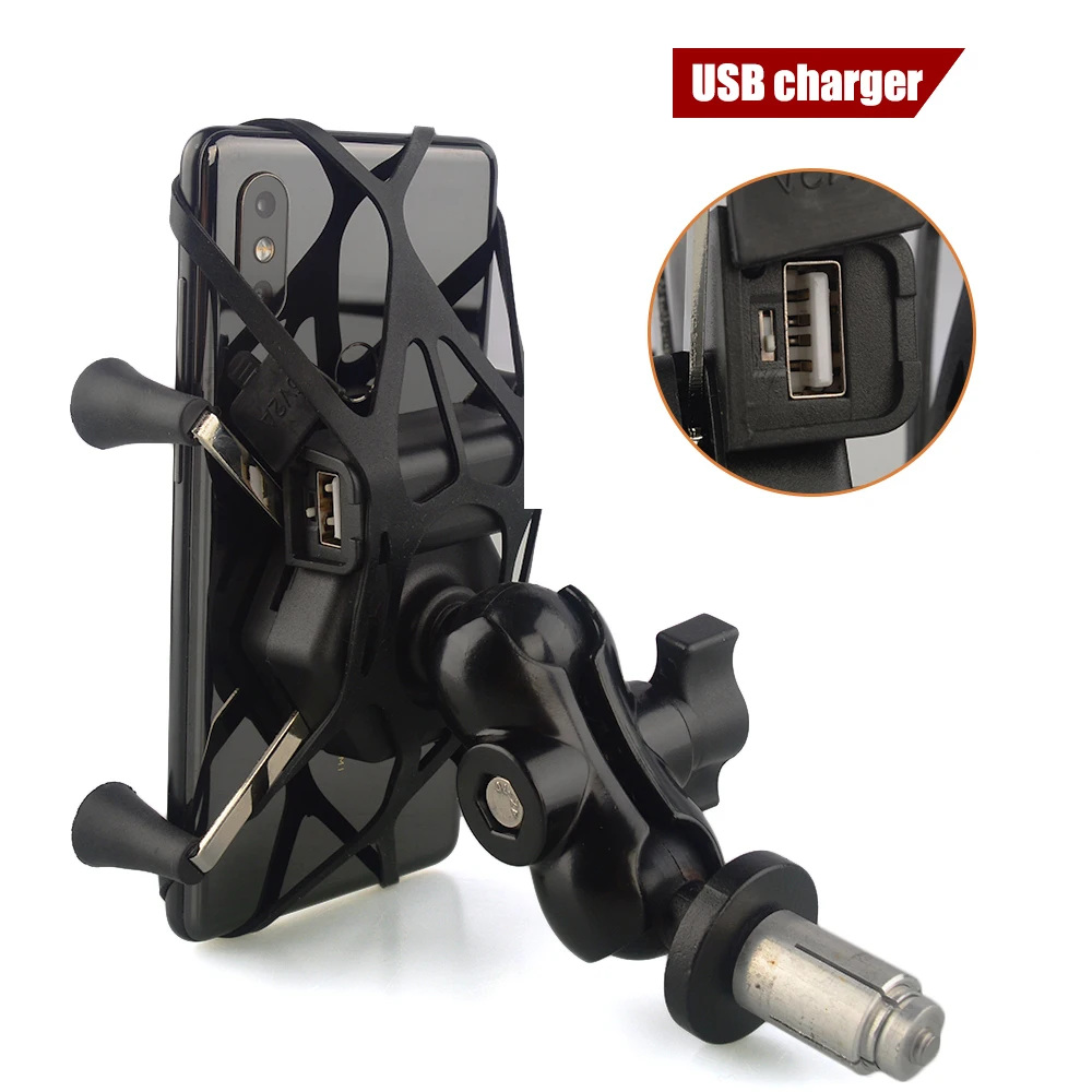 Phone Holder Fork Stem Mount Bracket Motorcycle GPS Navigation Bracket for Yamaha YZF R1 2002-2017 R6 2006-2017 R1M USB Charger