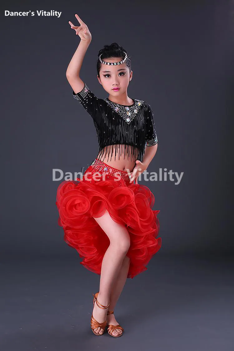 Child Latin Dance Dresses Kids Ballroom Dance Costume Girl Modern Dance Dress Women Vestido Waltz Stage Dance Clothing