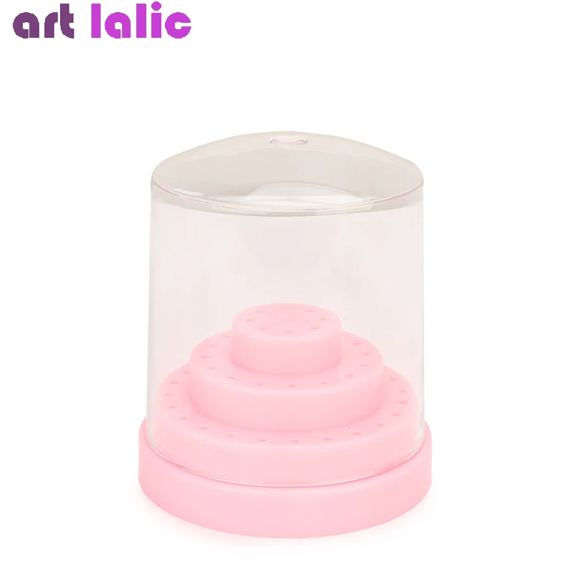 Nail Drill Bit Holder Stand Display and Acrylic Cover, Pro Bit Container, Storage Box, Manicure Nail Art Tool, 48 Holes