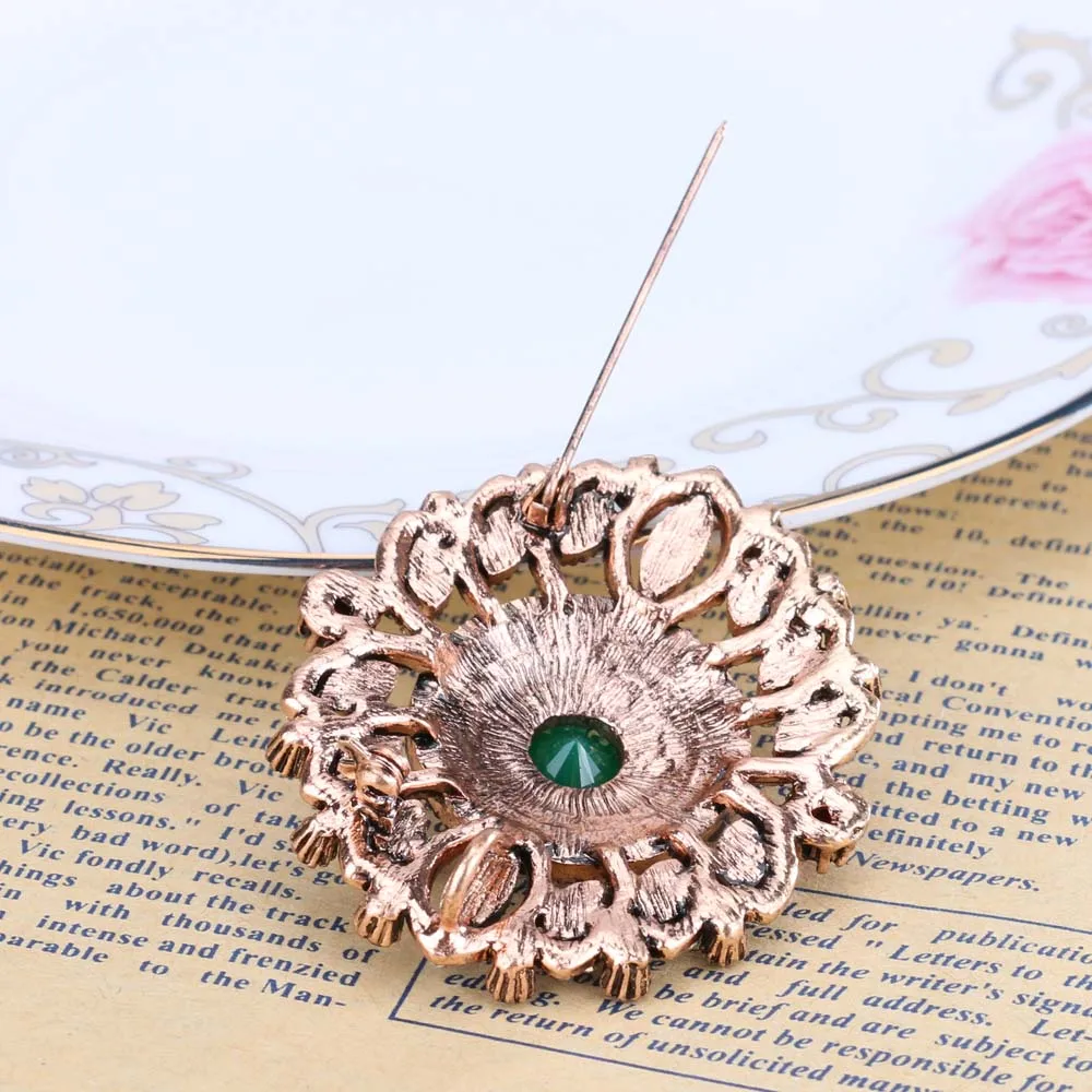 Kinel New Vintage Turkish Women Flower Brooches Pins Antique Gold Color Resin Brooch Pendant Dual-Purpose Ladies Ethnic Jewelry