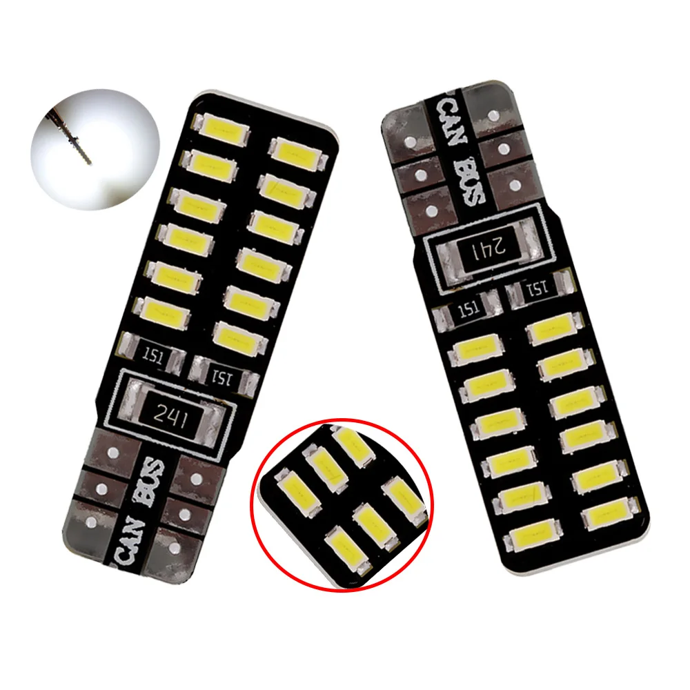 

YSY 50pcs t10 led canbus T10 24led 3014 smd LED No OBC Error 194 168 W5W T10 24smd canbus LED Interior Instrument Light bulb