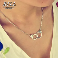 Handcuff Pendant Necklace for Women Men Steampunk Lover's Collares FREEDOM Unique Design Valentine's Day Gift Fashion Jewelry