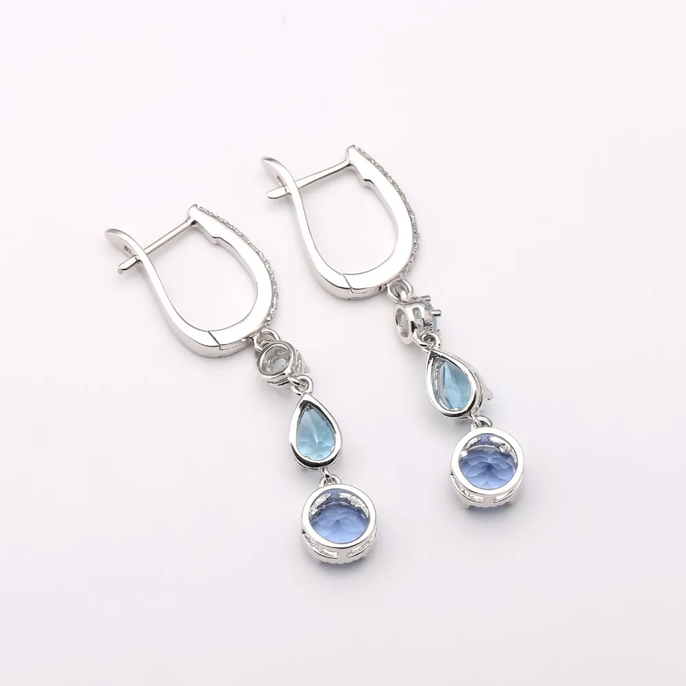 GEM\'S BALLET Natural  Color-Change Fluorite Mix Gemstone Drop Earrings 100% Genuine 925 sterling silver Fine Jewelry For Women
