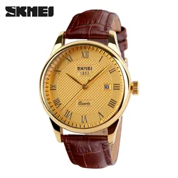 SKMEI Fashion Men 30M Waterproof Dress Watch British Style Business Casual Watches Quartz Date Display Sports Wristwatches