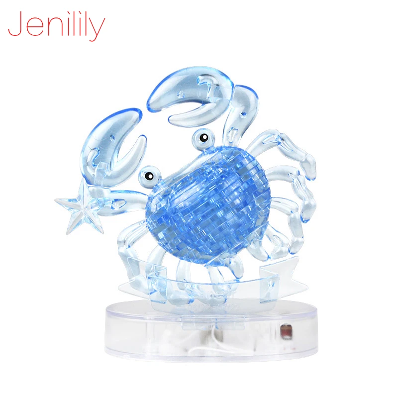 

Jenilily DIY Funny Crab 3D Crystal Puzzles with Coloured Lights 41pcs Children Adult DIY Assembly Model Gift Toy
