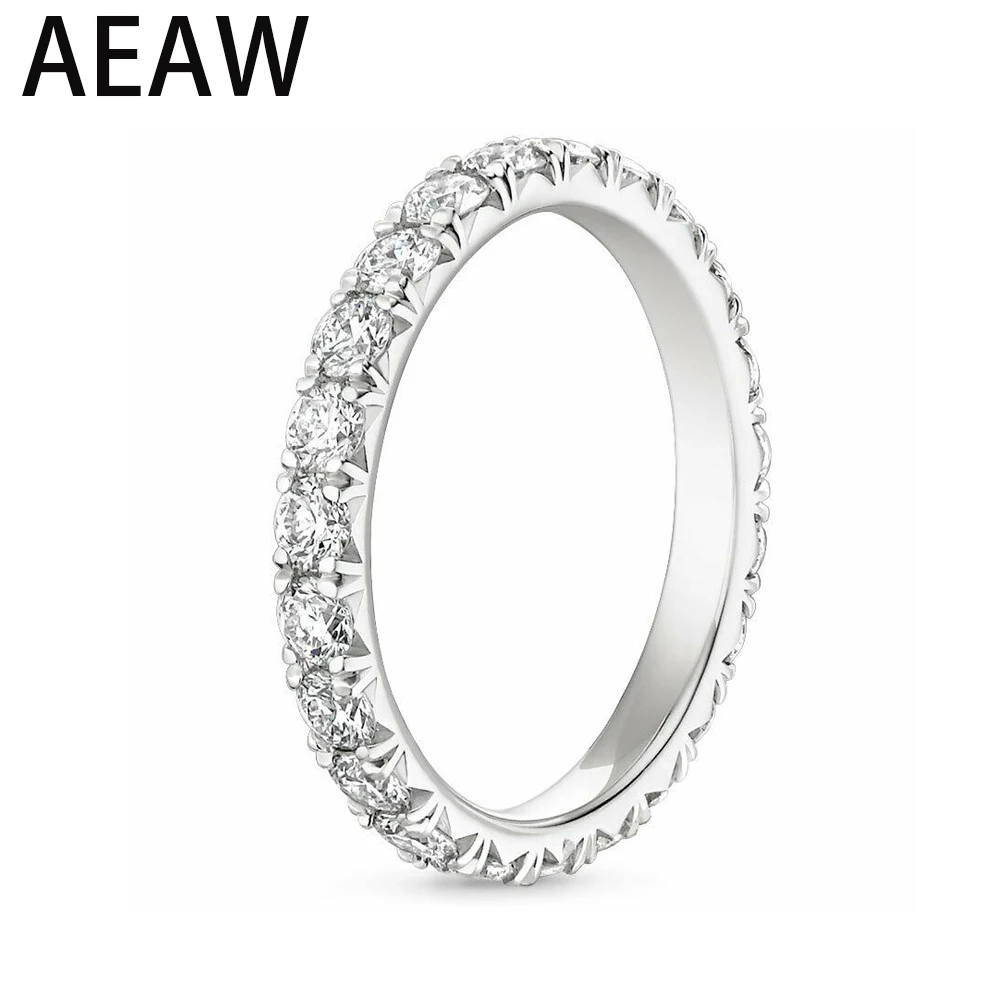 AEW 14k White Gold 1.8mm DEF Color CVD HPHT Lab Grown Diamond Eternity Wedding Band  for Women Ladies Ring