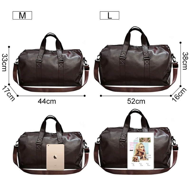 Dry Wet Gym Fitness Bag for Men PU Leather Camping Training Shoulders Bag Travel Luggage Handbag Gym Outdoor Sport Bag XA852WD