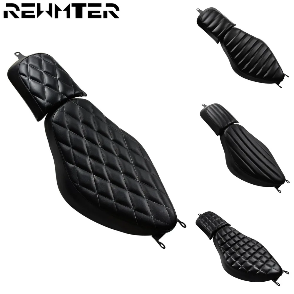 4 Models Black Motorcycle Front Driver+ Rear Passenger Seat Leather Pillow Seat Cushion For Harley Sportster XL 883 1200 Models