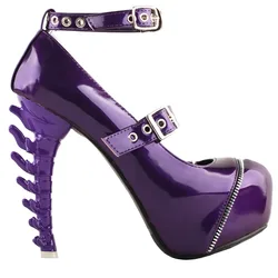 LF80681 SHOW STORY Women Sexy Zipper Buckle Ankle Strap Mary Jane Bone Heels Platform Pumps