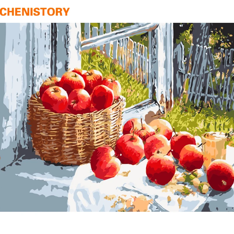 CHENISTORY Frameless Apple Fruits DIY Painting By Numbers Home Wall Art Picture Hand Painted Oil Painting For Home Decor 40x50cm