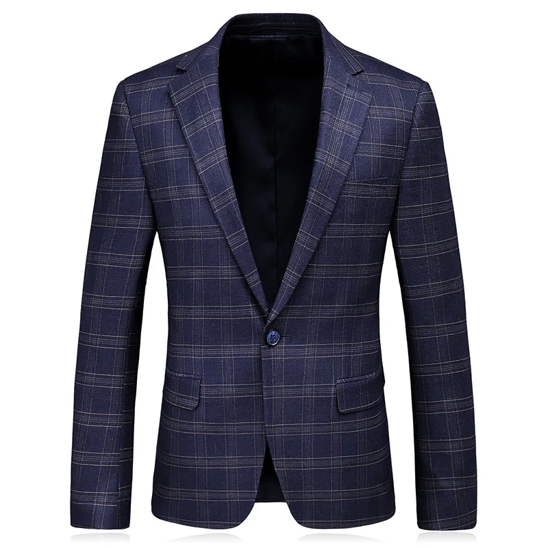 2019 New Style Men's Leisure High Quality Suit Jacket Men Stripe Outerwear Casual Coat Blazer Men's Wool Blazer