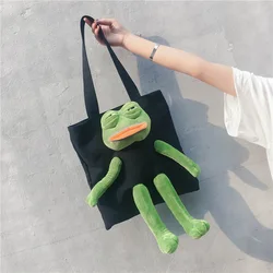 Sad Frog Japanese And Korean Cartoon Art Personality Canvas Bag Cute Plush Doll Portable Messenger Bag Girls Handbag