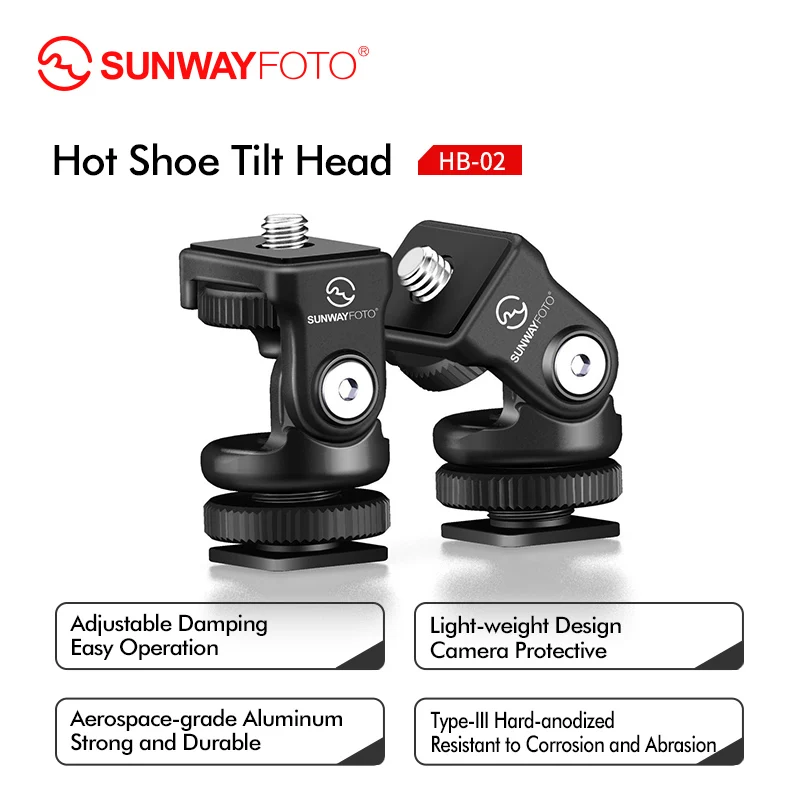 SUNWAYFOTO HB-02 Mini Tripod Hot Shoe Panoramic Video Mini Ball Head Ballhead Panorama for Head DLSR Camera Hotshoe Adapter Moun