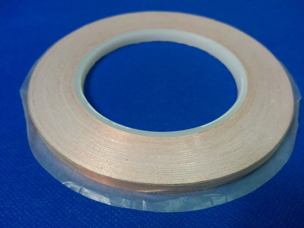 1 Roll 5mm*30M*0.06mm Self-Adhesive Copper Foil Tape for Magnetic Radiation /Electromagnetic Wave EMI Shielding Masking