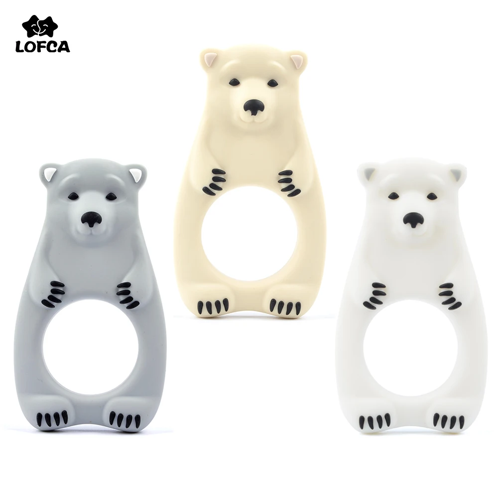 لوفكا الدب القطبي سيليكون عضاضة الطفل التسنين لعبة BPA الحرة لينة مضغ الكلب عضاضة صنع قلادة هوة كليب سلسلة