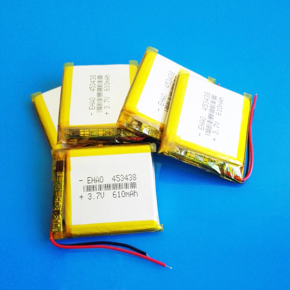 5 pcs 3.7V 610mAh Lipo Rechargeable Battery 453438 For Smart Watch DVD Bluetooth Recorder E-book Camera Led Light